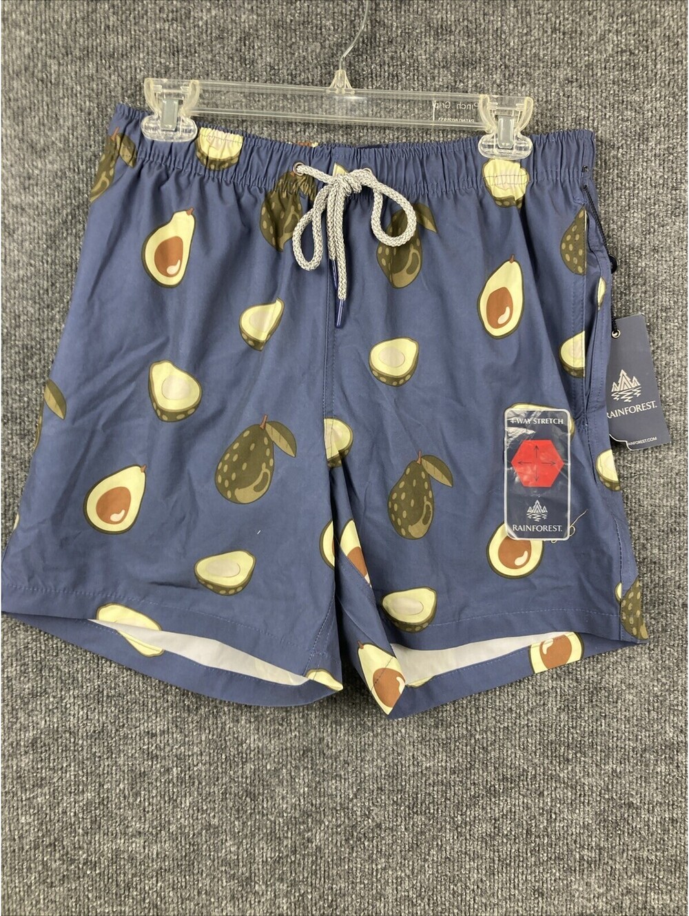 Rainforest Mens Size Small Mesh Lining Pockets Avocado Bathing Swim Trunks NWT